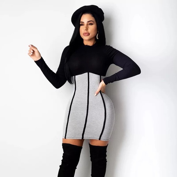 Longsleeve Bodycon Ribbed Dress - Picture 4 of 6